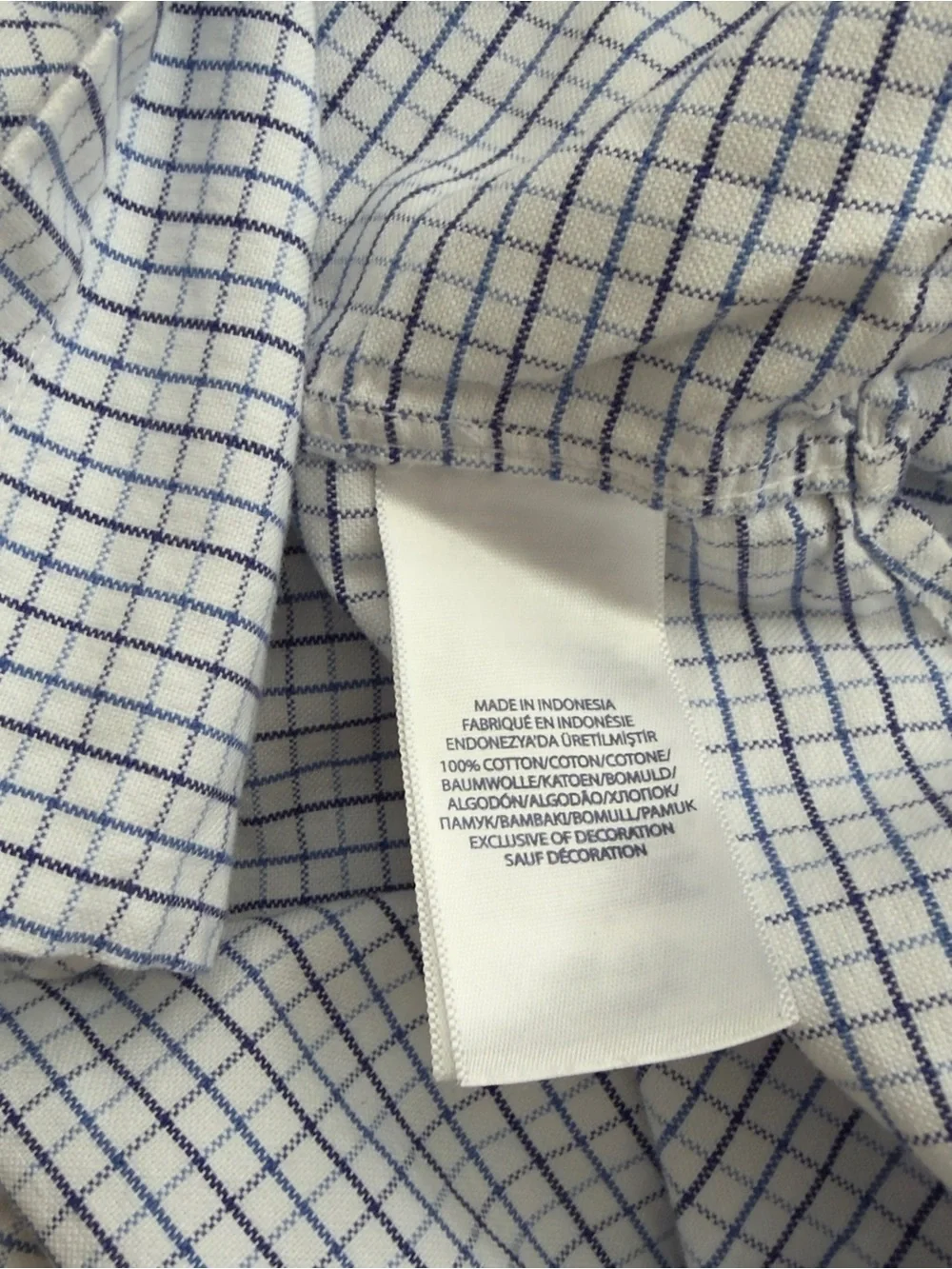 Ralph Lauren White and Blue Checked Button-Down Dress Shirt